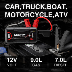 NEXPOW Q10S 3000A peak performance powers up 9.0L gas engines