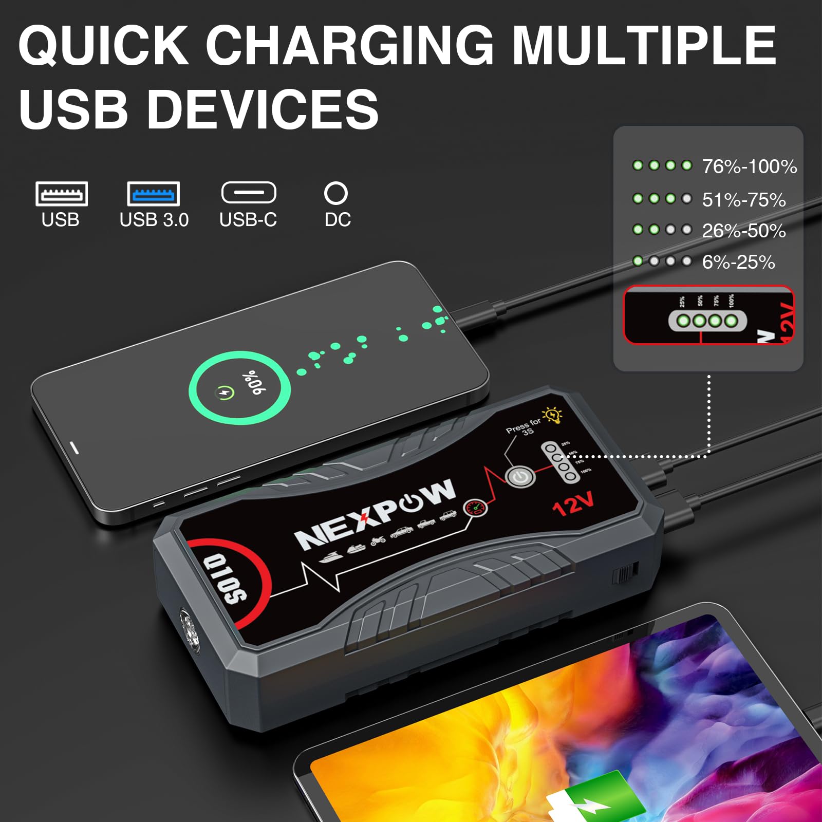 NEXPOW Q10S safety protection tech with spark-proof design for safe connections
