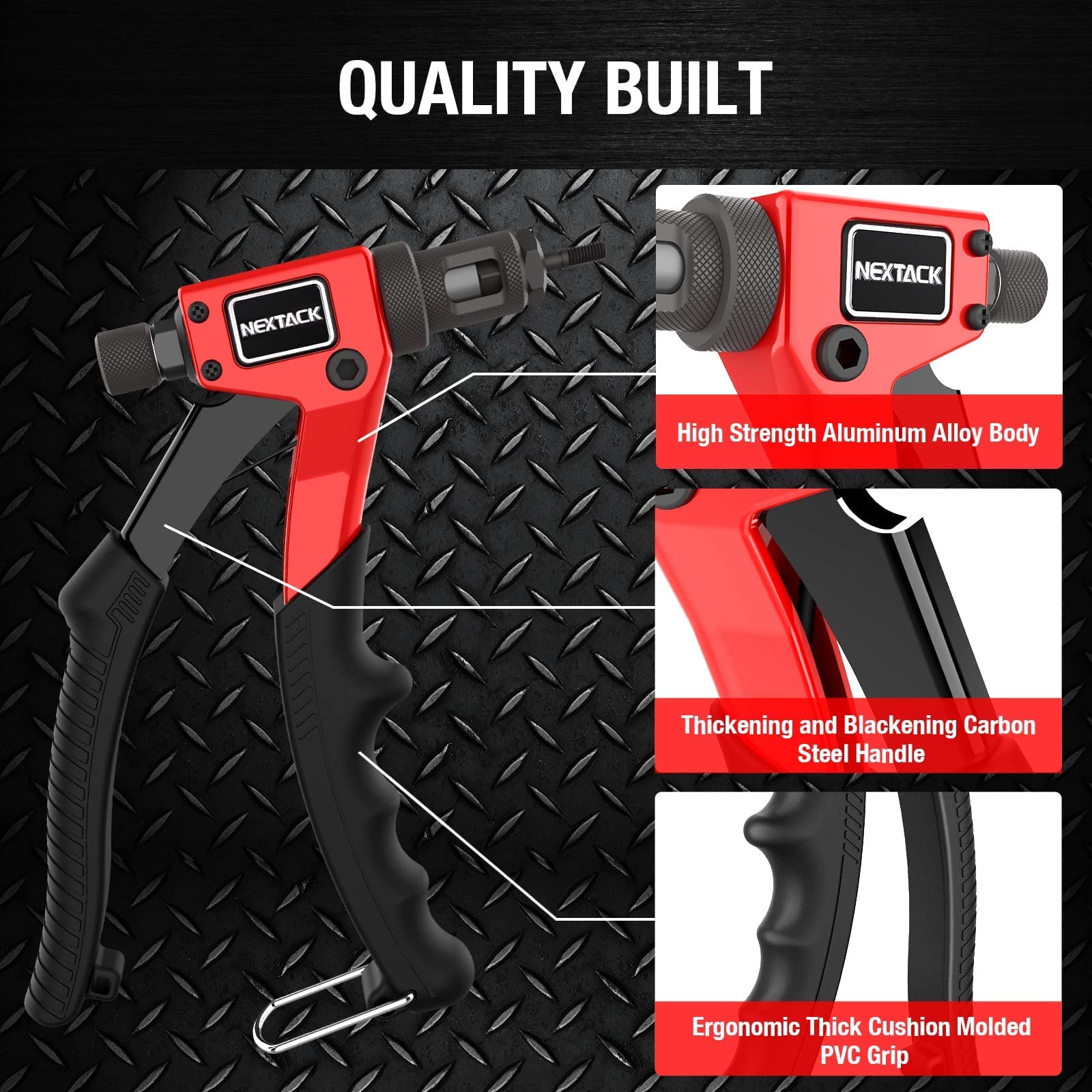 NEXTACK 8-inch rivet nut tool case showing compact organization for portable repairs.