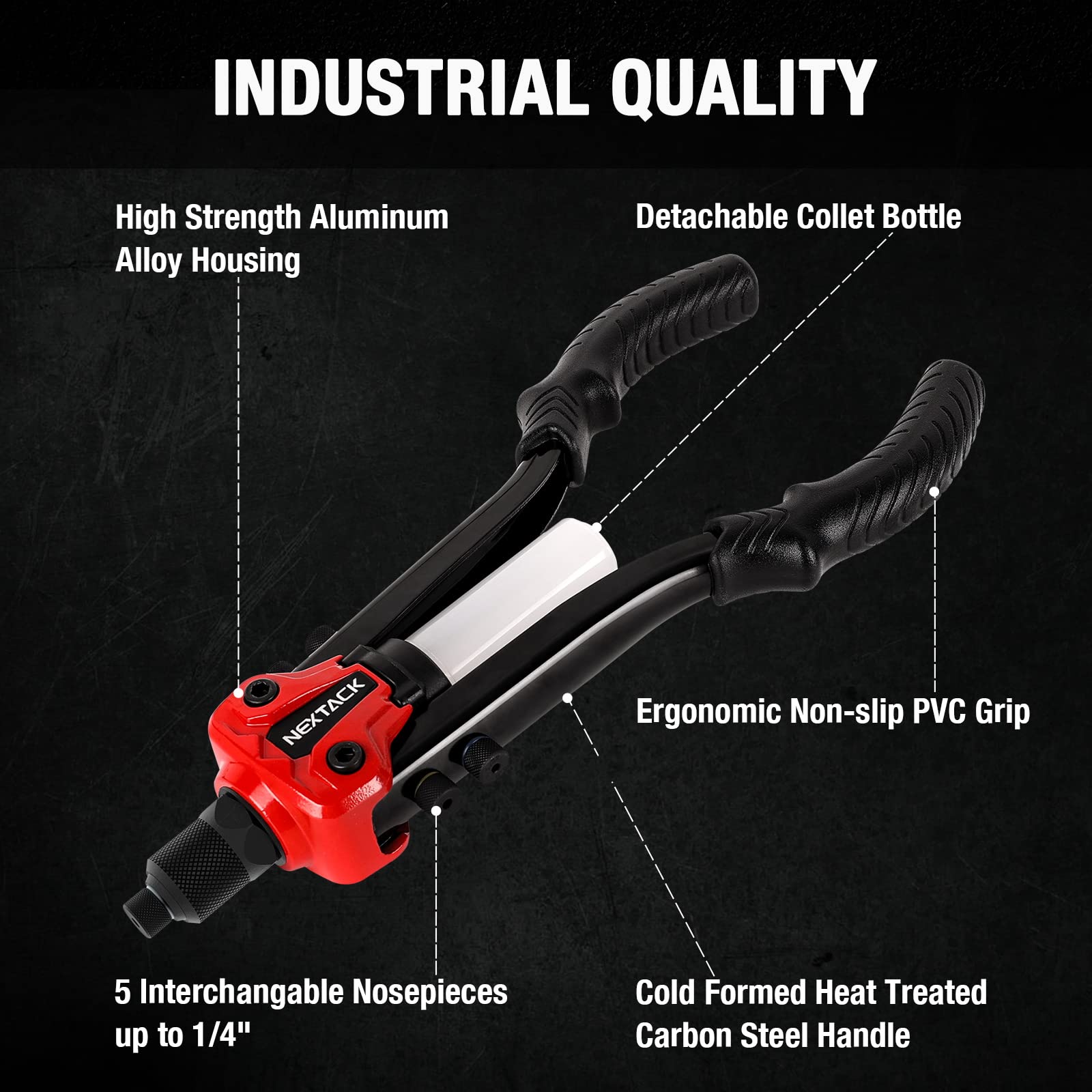 NEXTACK Rivet Gun Kit versatile applications suitable for gutters, vans, RVs, and more.