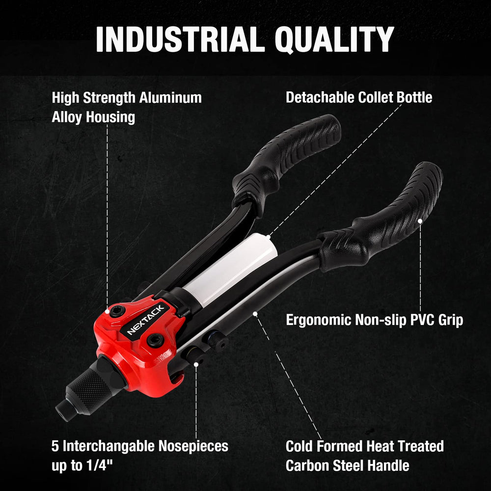 NEXTACK Rivet Gun Kit versatile applications suitable for gutters, vans, RVs, and more.