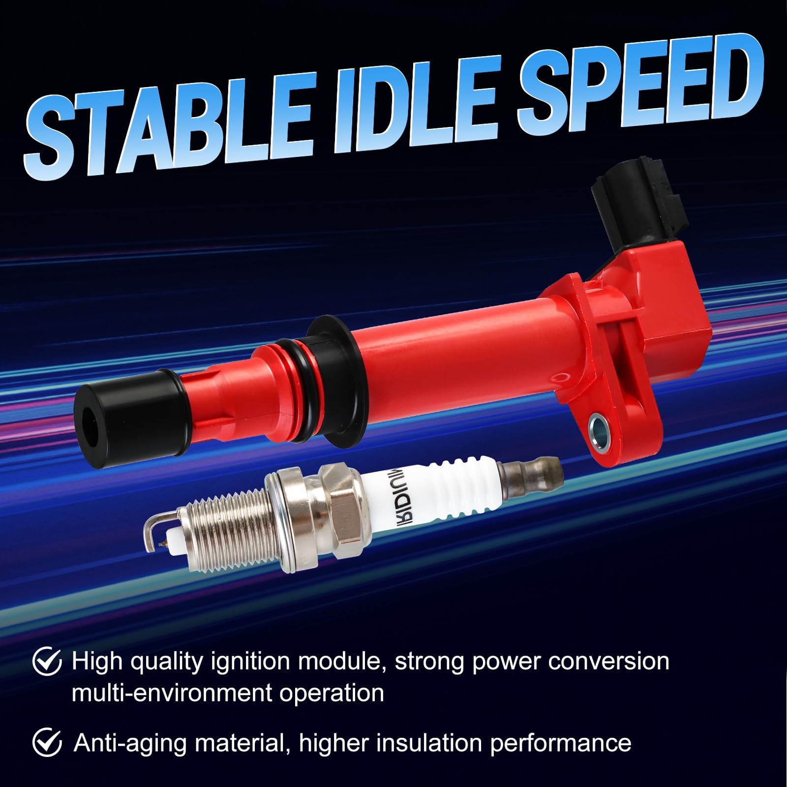 Nextirrer iridium spark plug tip delivers high melting point and precise firing.