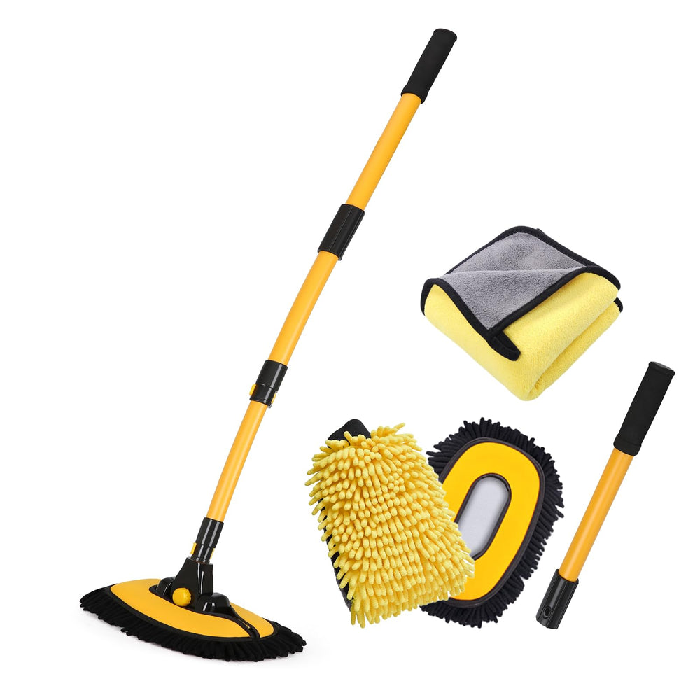 NEZENO 57-inch car wash brush with long handle reaching the roof for easy cleaning.