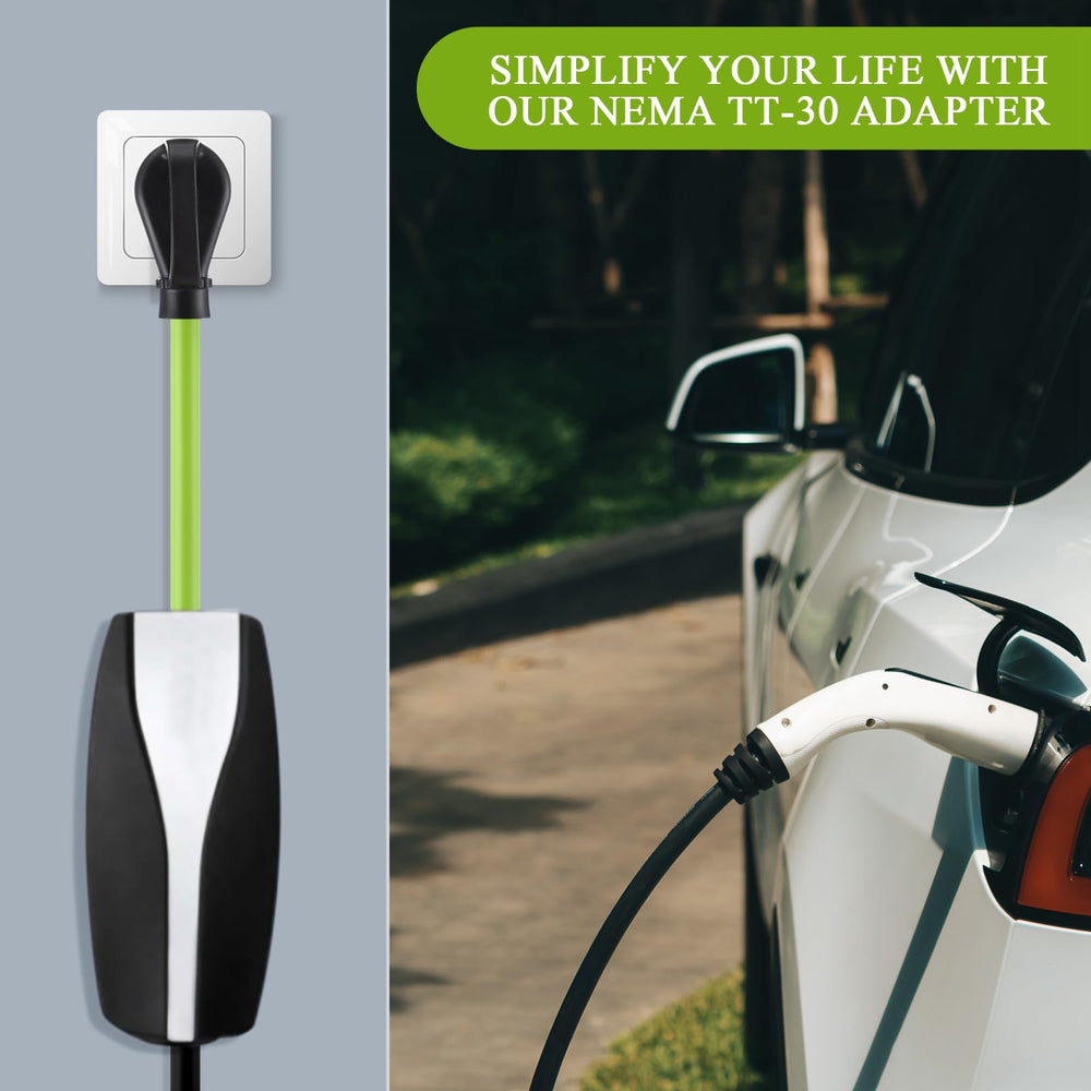 Nezyo TT-30 adapter ready for garage or outdoor charging setup.