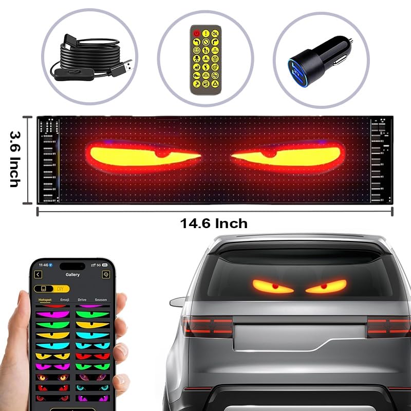 Nfutreon LED sign for car with Bluetooth app control and vivid color options.