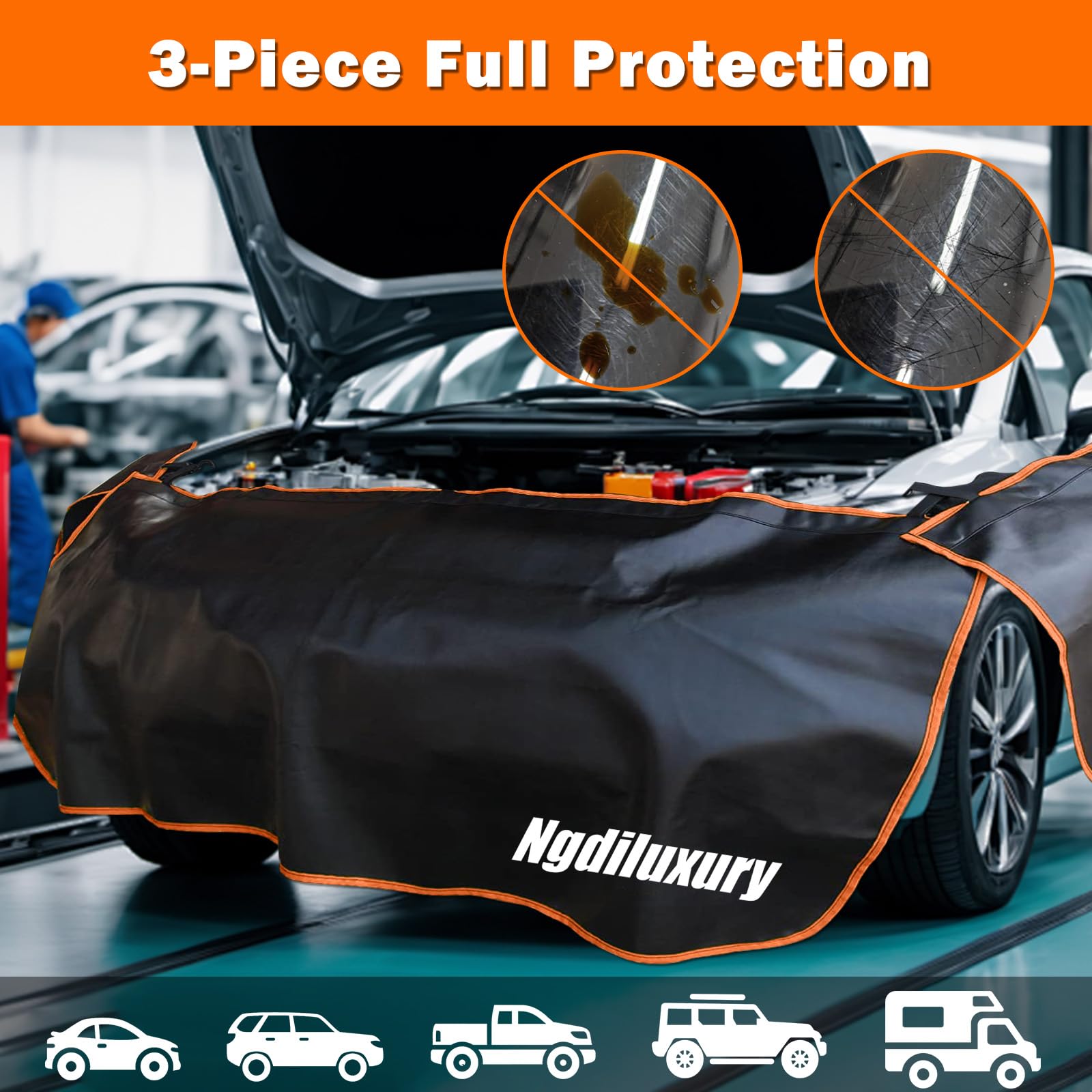 Ngdiluxury Fender Covers velvet backing protects painted surfaces.