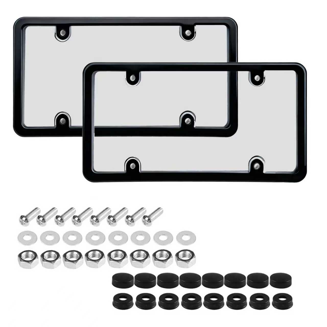 NGHEY black 2pc license frame with screws for quick installation and durable fit.