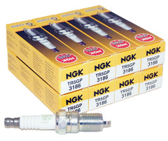 NGK 3186 G-Power Platinum spark plug close-up showing premium tip for smoother combustion.