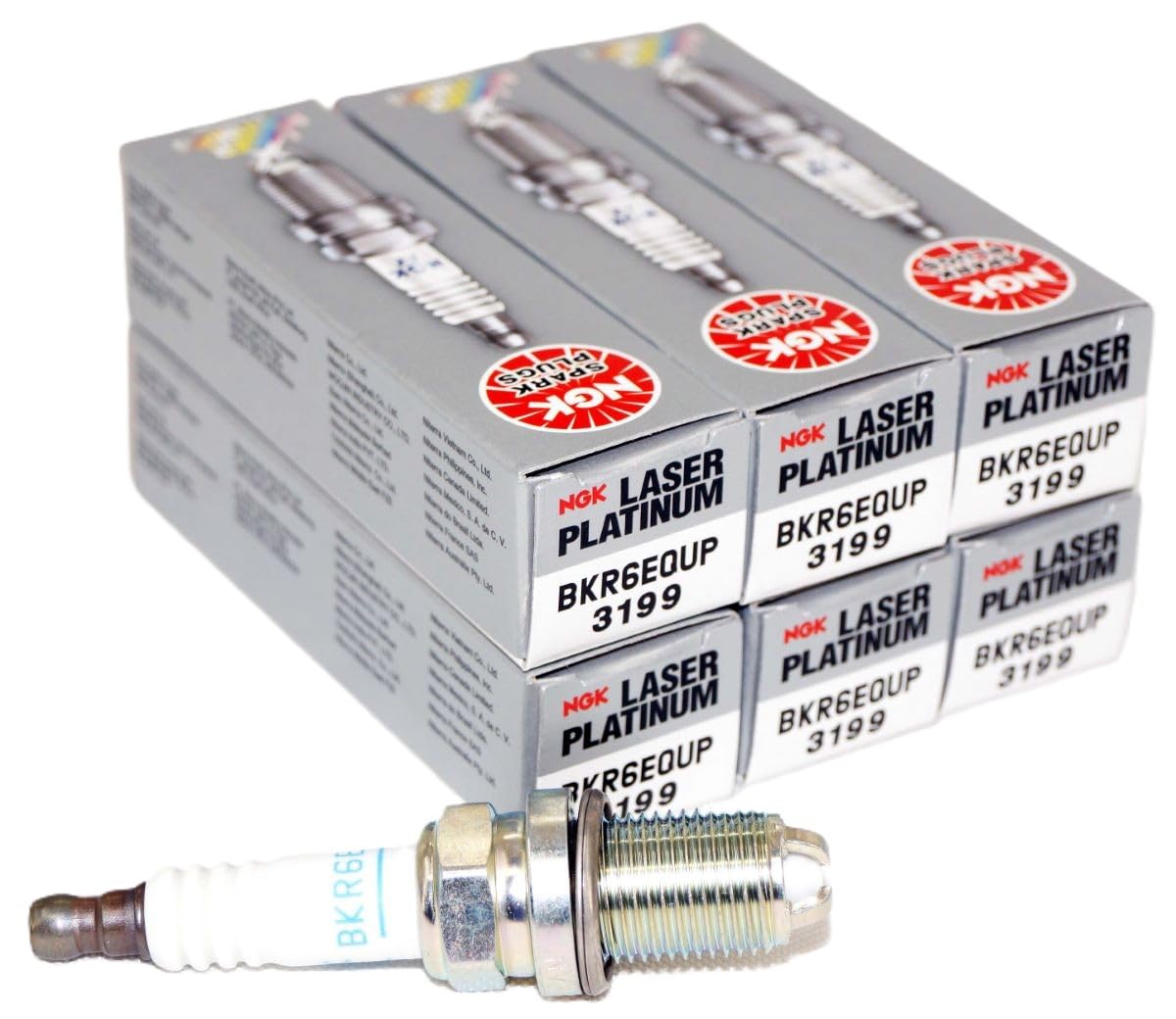 NGK 3199 six-pack spark plugs for broad vehicle compatibility