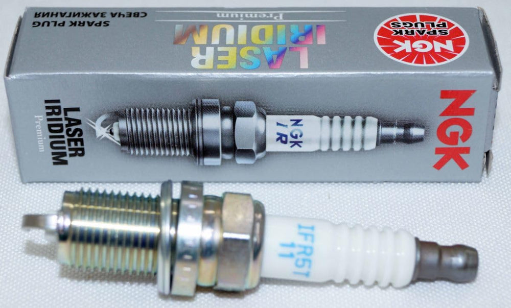 Close-up of NGK iridium electrode showing precision and durability