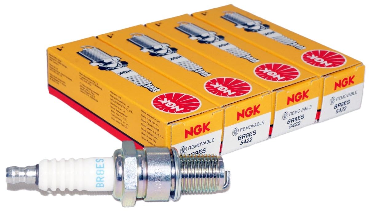 NGK 5422-4PK BR8ES spark plug package showing a durable box for easy replacement