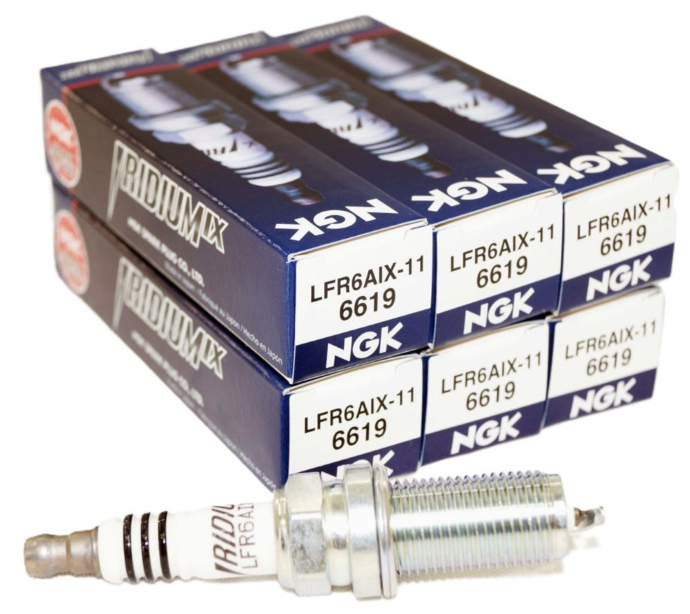 NGK 6619 iridium spark plugs pack view for long-lasting engine performance.