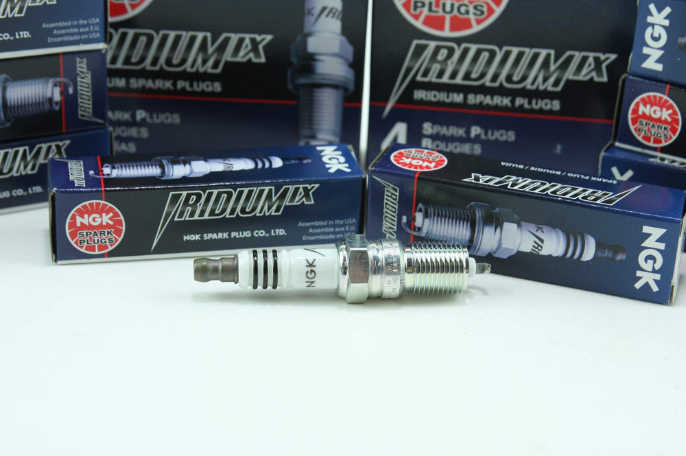Close-up of NGK 7164 Iridium IX spark plug tip for ignition efficiency