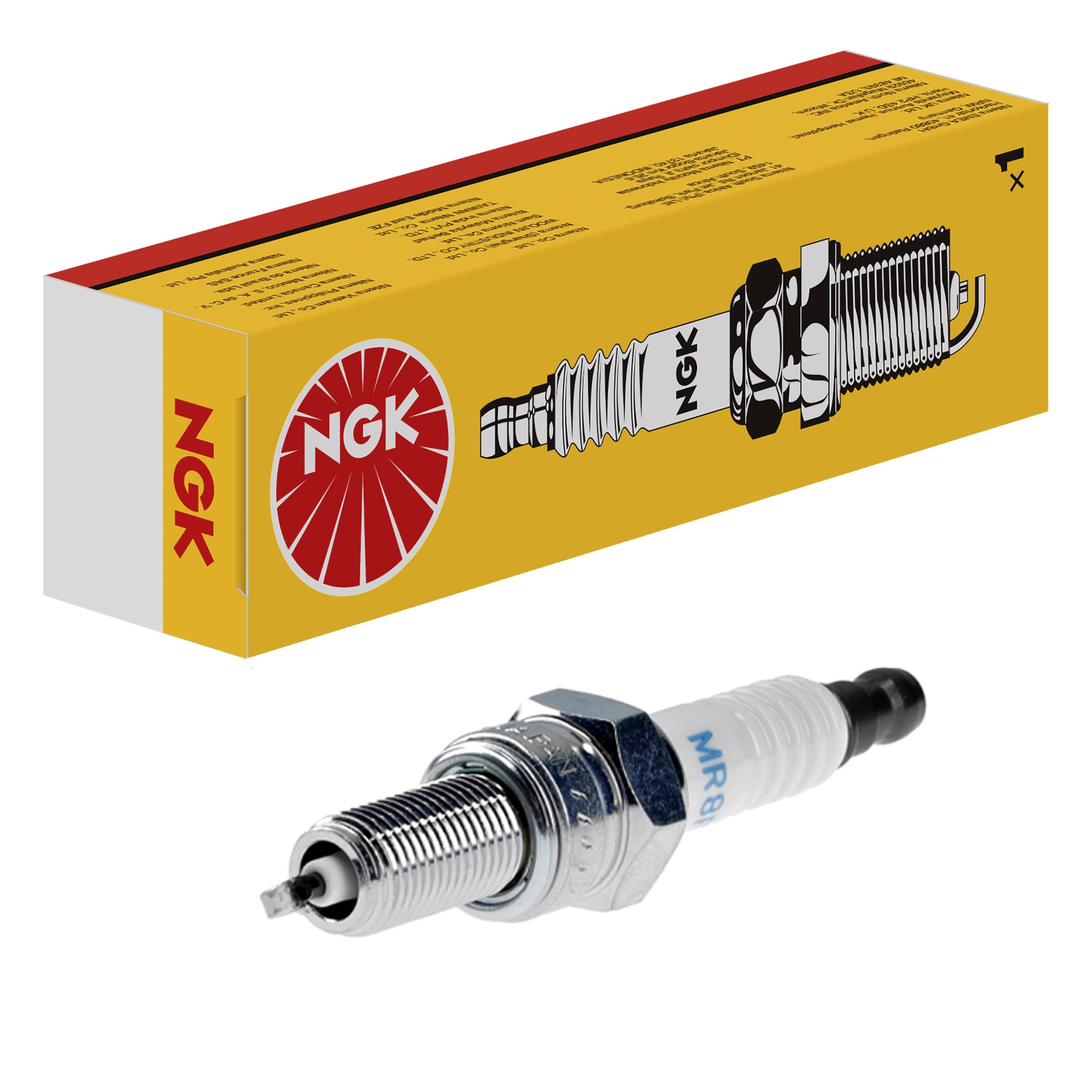 NGK MR7F spark plug top view highlighting copper core for strong ignition