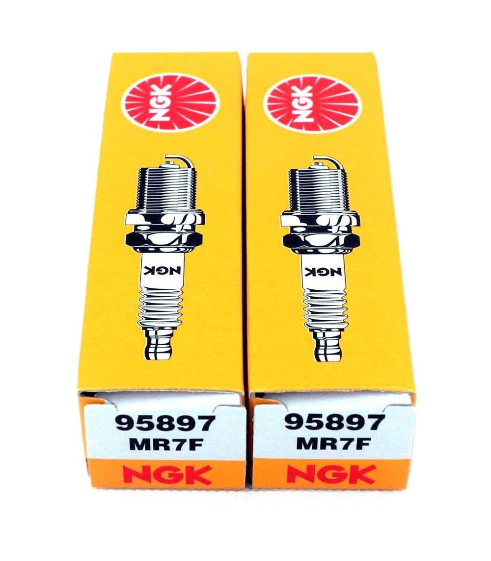NGK 95897 MR7F spark plugs pair — packaging image reinforces quick, pair-based swap.