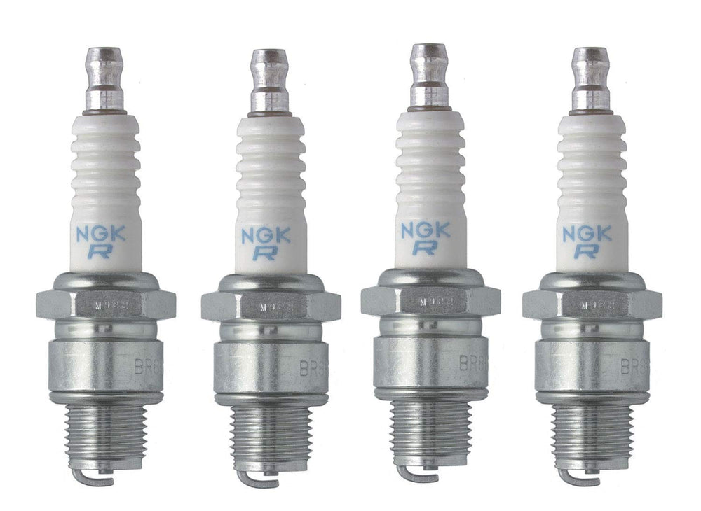 Close-up of NGK BR6HS spark plug showing precision design.