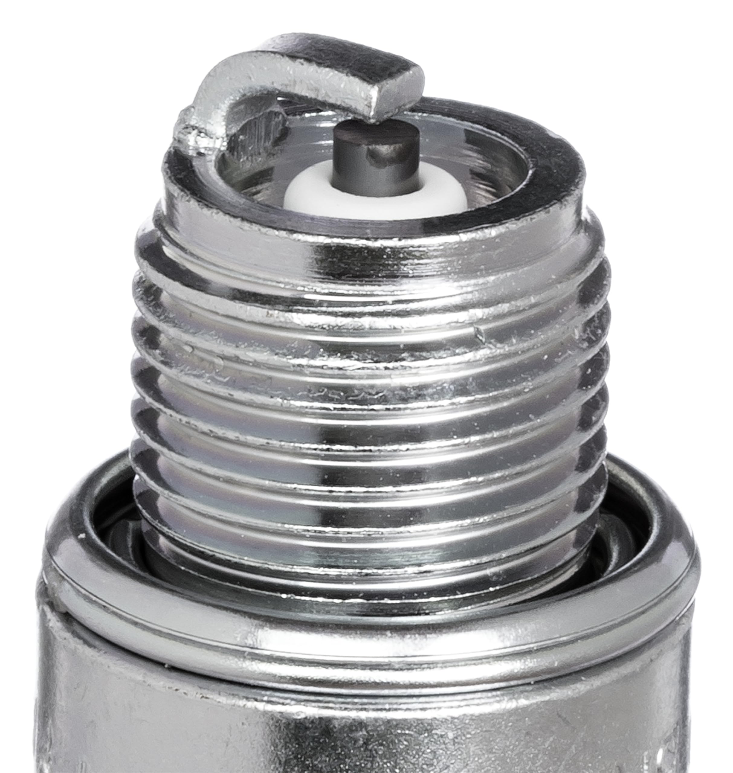 NGK BR6HS10 spark plug front view showing threading and build.