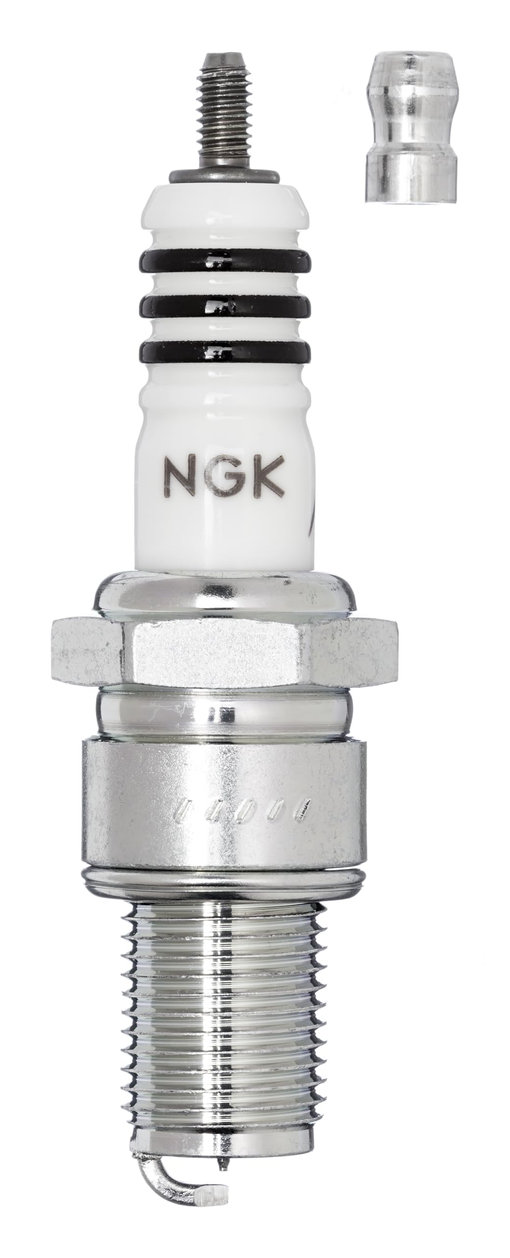 NGK BR7EIX iridium tip close-up highlighting durable, consistent sparks.