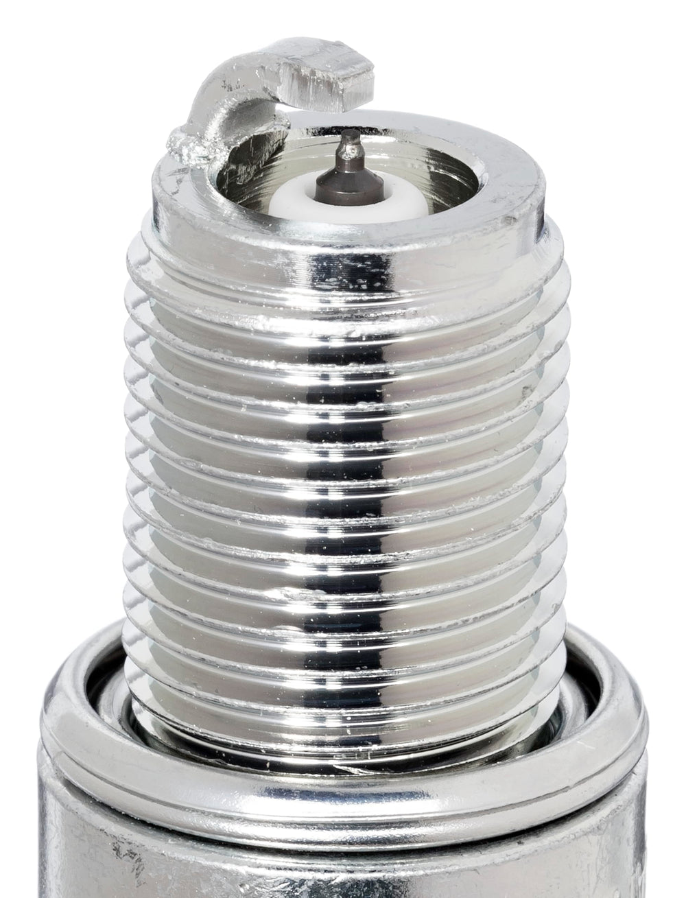NGK BR7EIX tapered ground electrode seen for reduced electrical quenching.