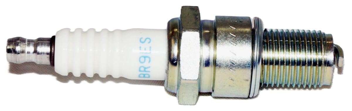NGK BR9ES spark plug closeup electrode for precise ignition performance.