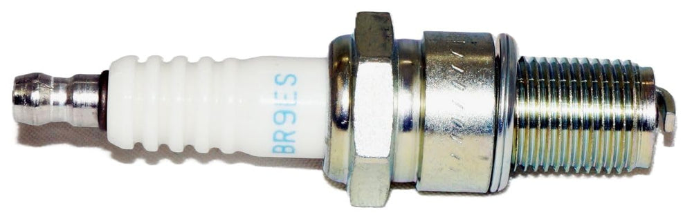 NGK BR9ES spark plug closeup electrode for precise ignition performance.