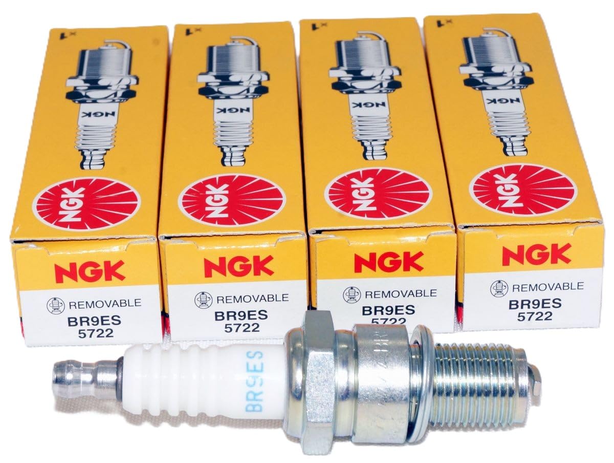 NGK BR9ES spark plug pack front view highlighting reliability for quick starts.
