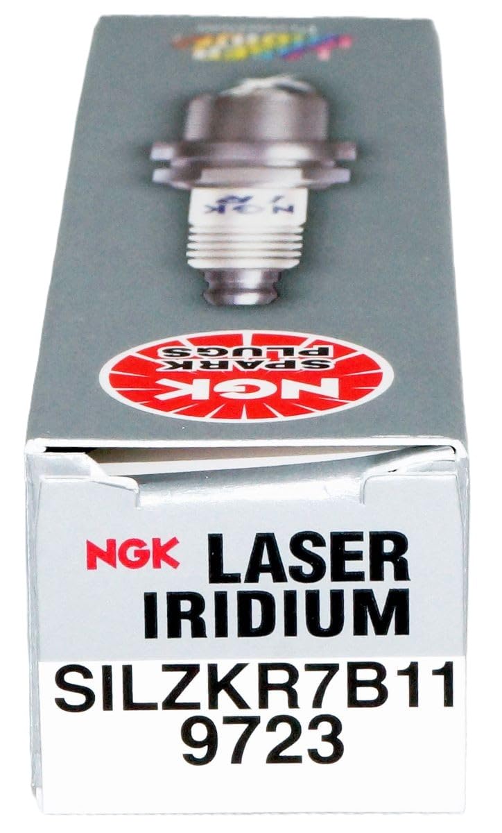 NGK laser iridium electrode detail indicating long-lasting performance.