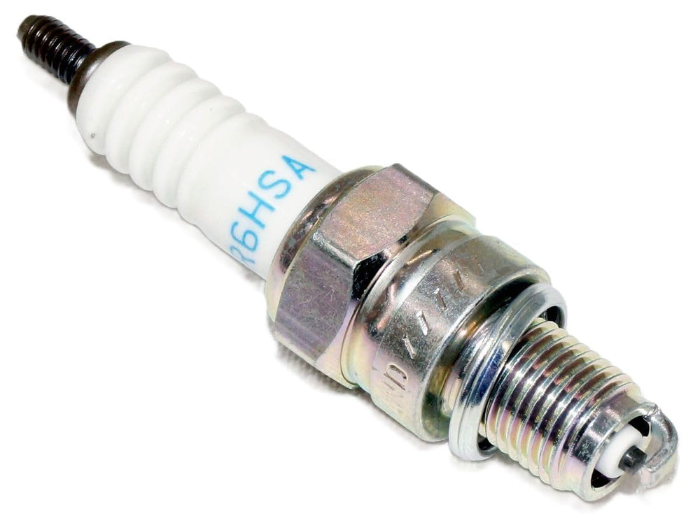 NGK CR6HSA spark plug compatibility chart on packaging for model matching.