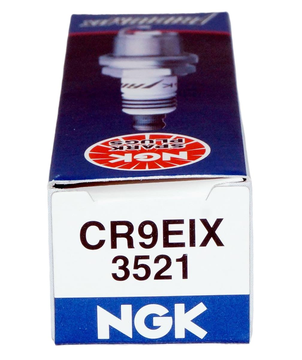 NGK CR9EIX spark plug tip detail showing fine electrode design and stability