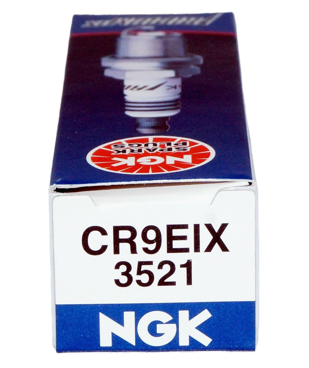 NGK CR9EIX spark plug tip detail showing fine electrode design and stability