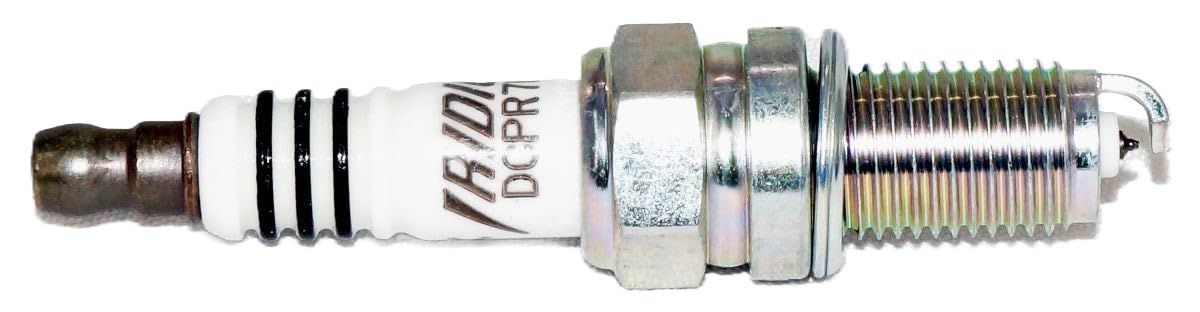 NGK DCPR7EIX spark plug ceramic insulator close-up showing heat resistance.