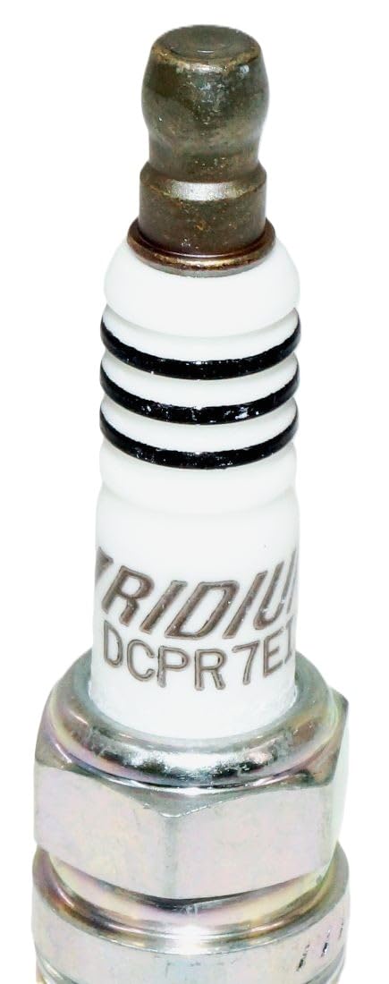 NGK DCPR7EIX spark plug electrode close-up with durable tip.