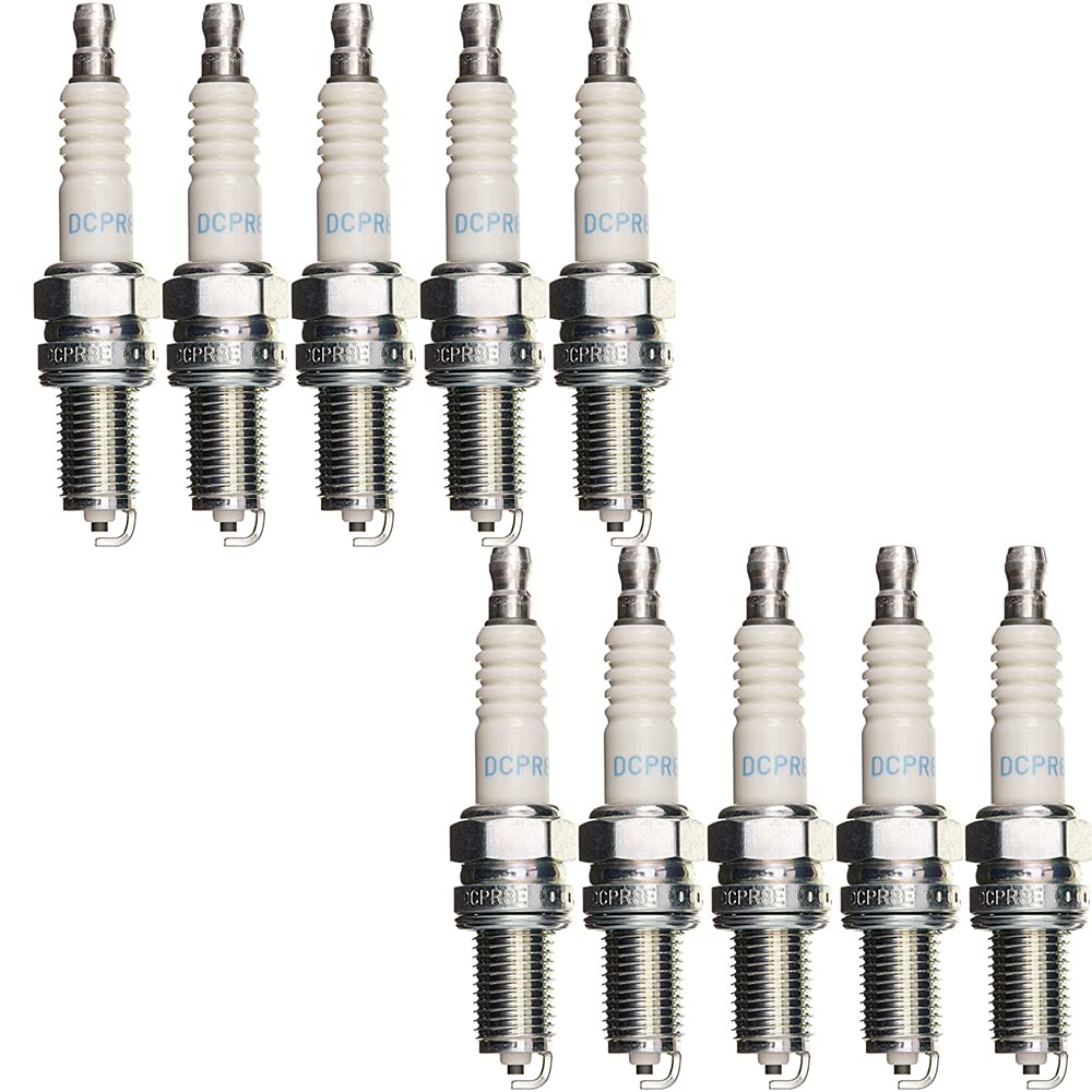 NGK DCPR8E spark plug 10-pack bulk display for stocking.