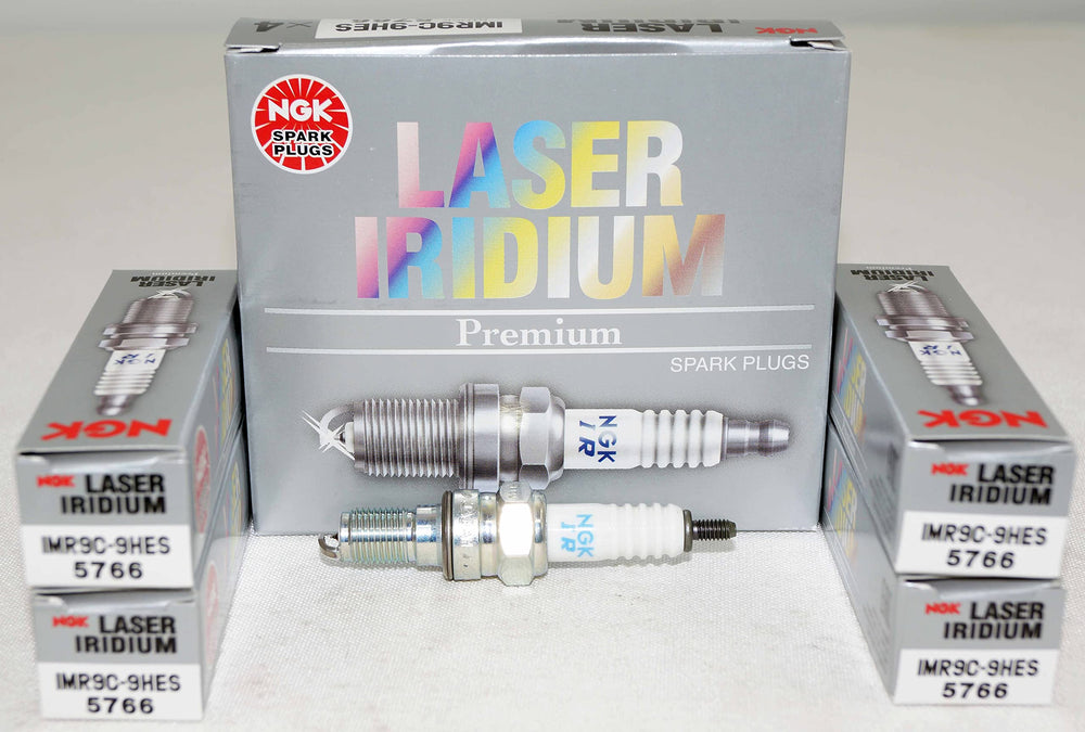 NGK IMR9C-9HES spark plug close-up showing laser iridium tip for durability