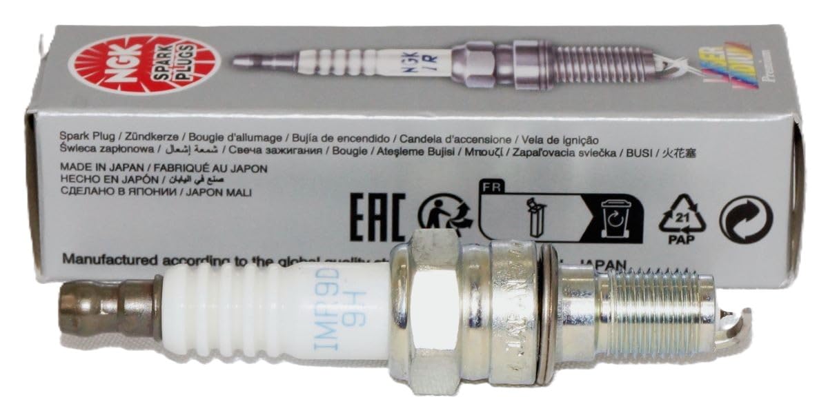 NGK IMR9D-9H spark plug close-up highlighting iridium technology