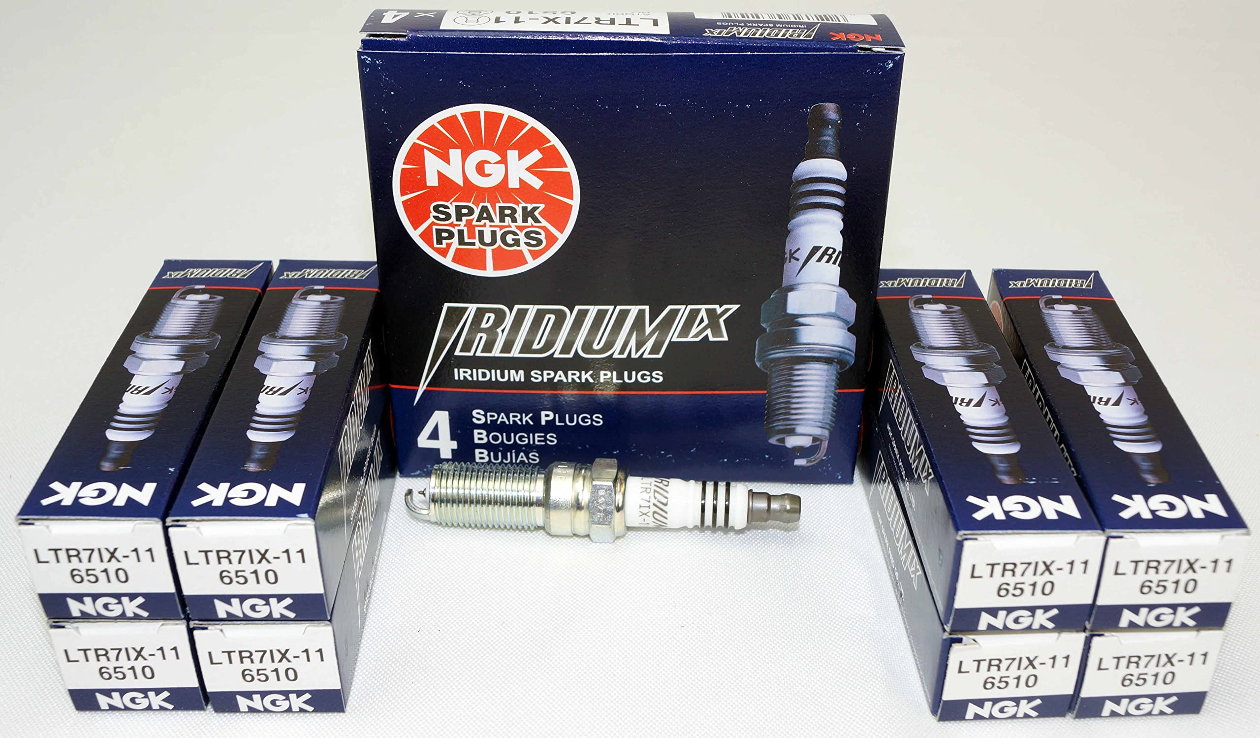 NGK 6510 Iridium IX spark plug eight-pack on retail packaging