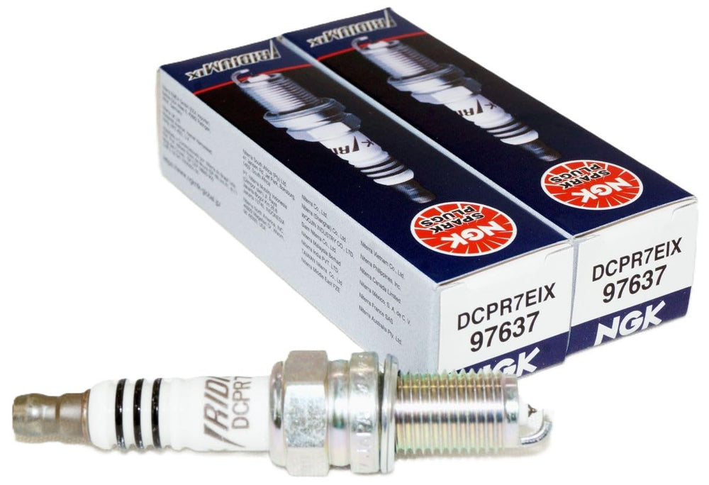 NGK Iridium IX DCPR7EIX spark plugs in packaging, ready for Harley Twin Cam install