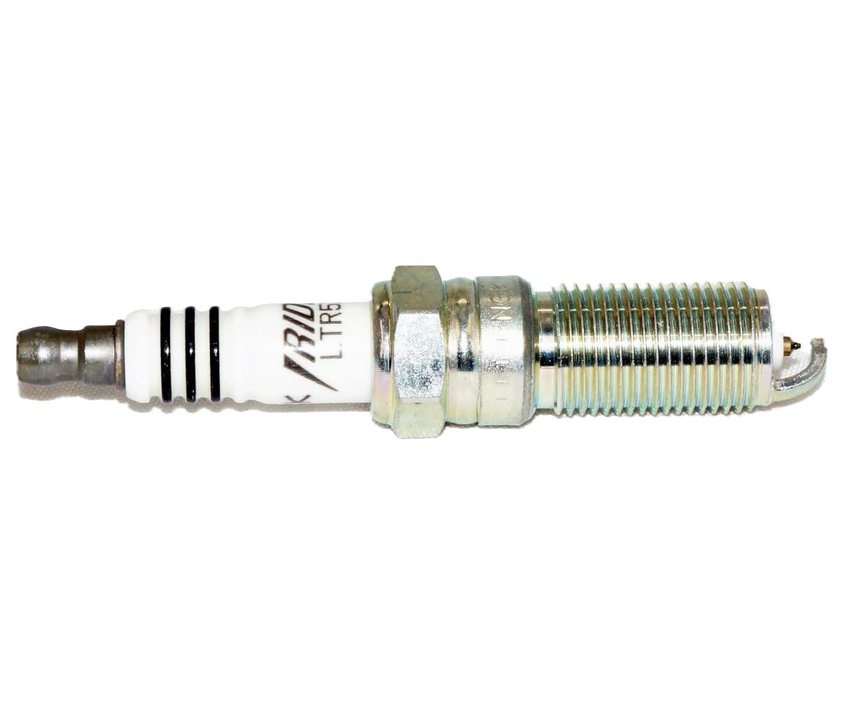 Detail of NGK Iridium IX spark plug center and ground electrodes