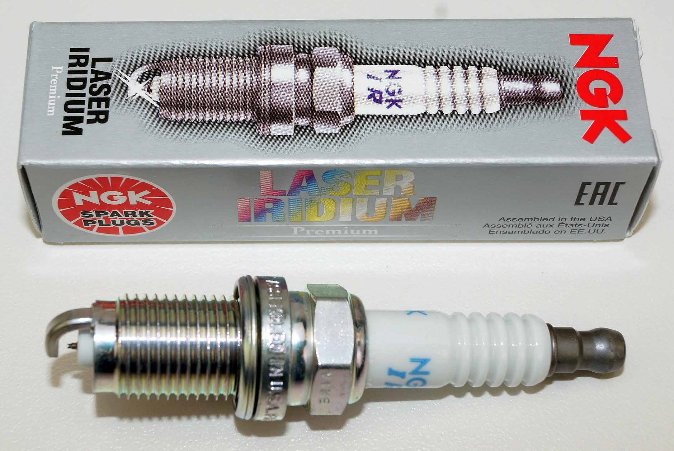 NGK IZFR6K11 spark plug close-up iridium tip for durability.