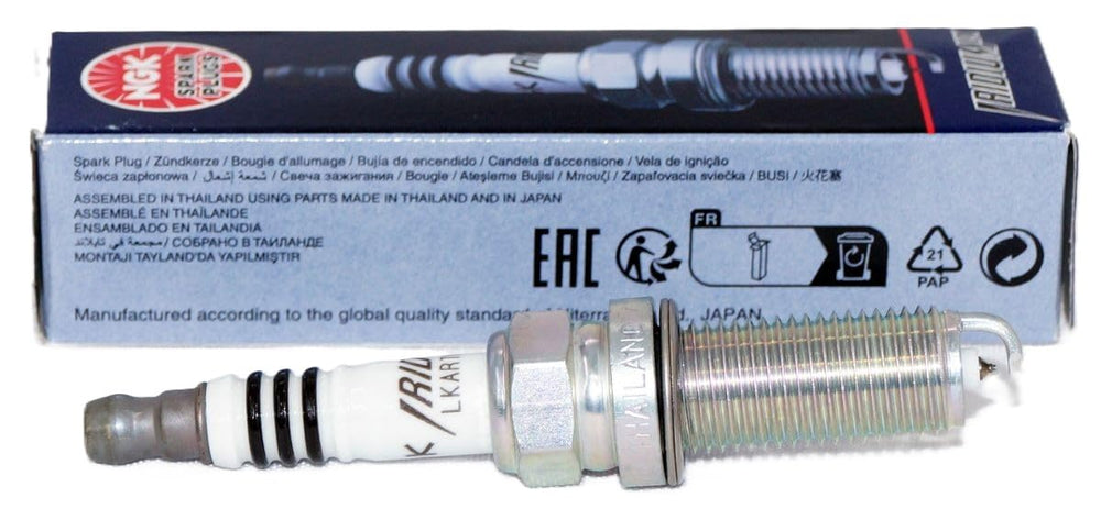 NGK LKAR7BIX-11S spark plug closeup showing fine iridium tip for durability