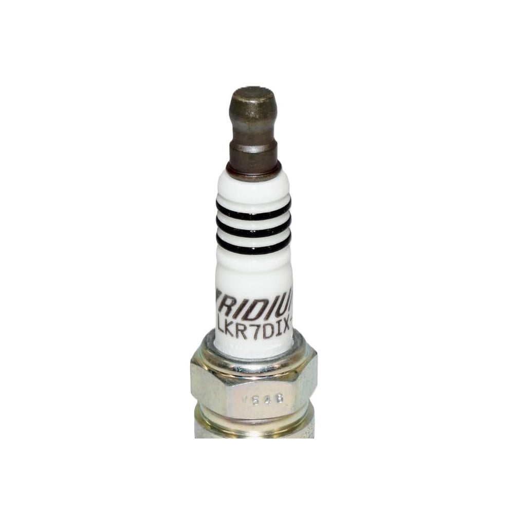 NGK LKR7DIX-11S spark plug insulator ribs image focusing on flashover prevention.