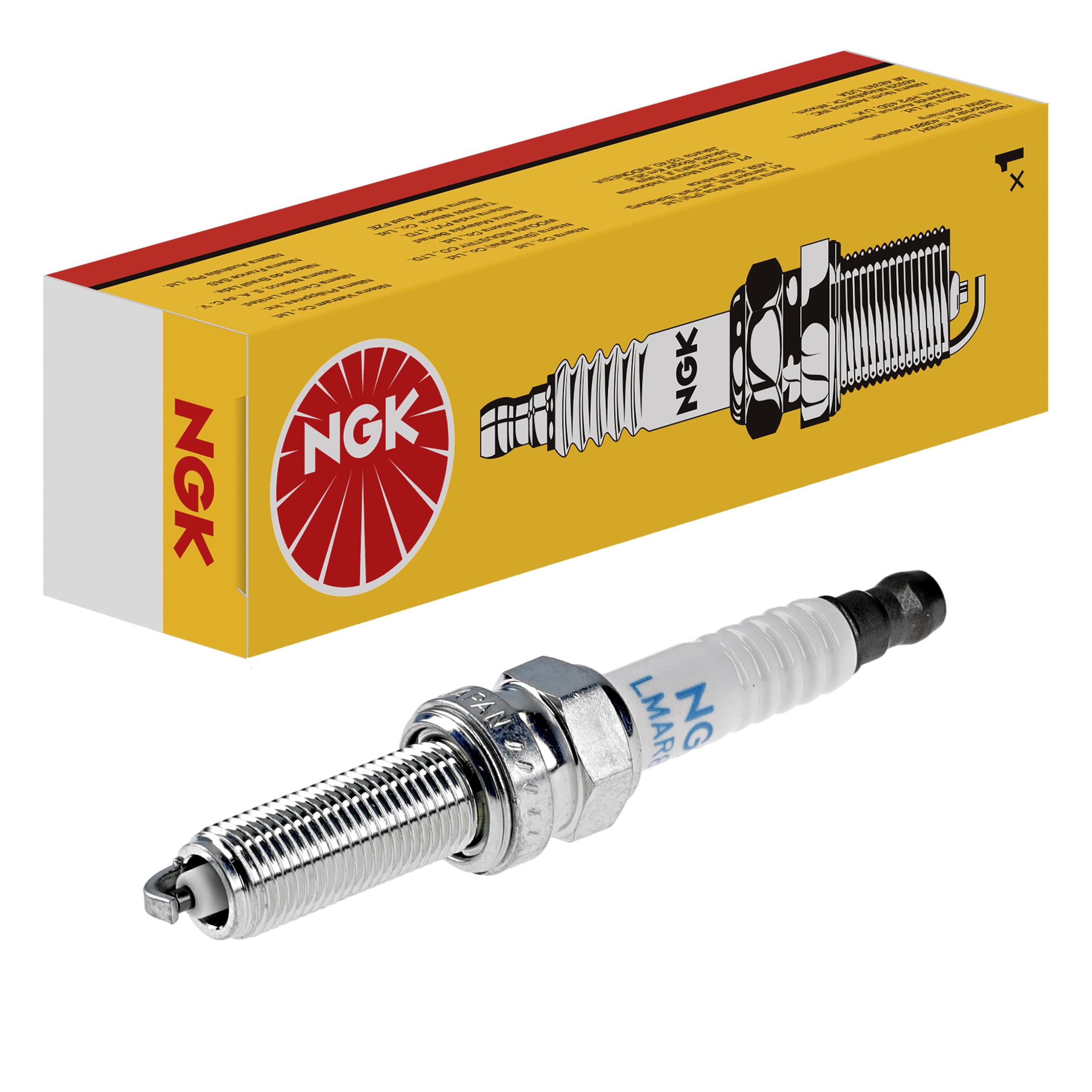NGK LMAR8C-9 spark plug side view showing robust body for reliable ignition.