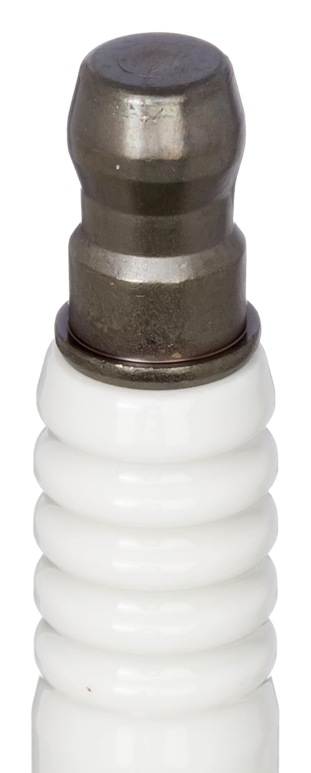 NGK LMAR8C-9 spark plug with threaded base and ribs to prevent flash over.