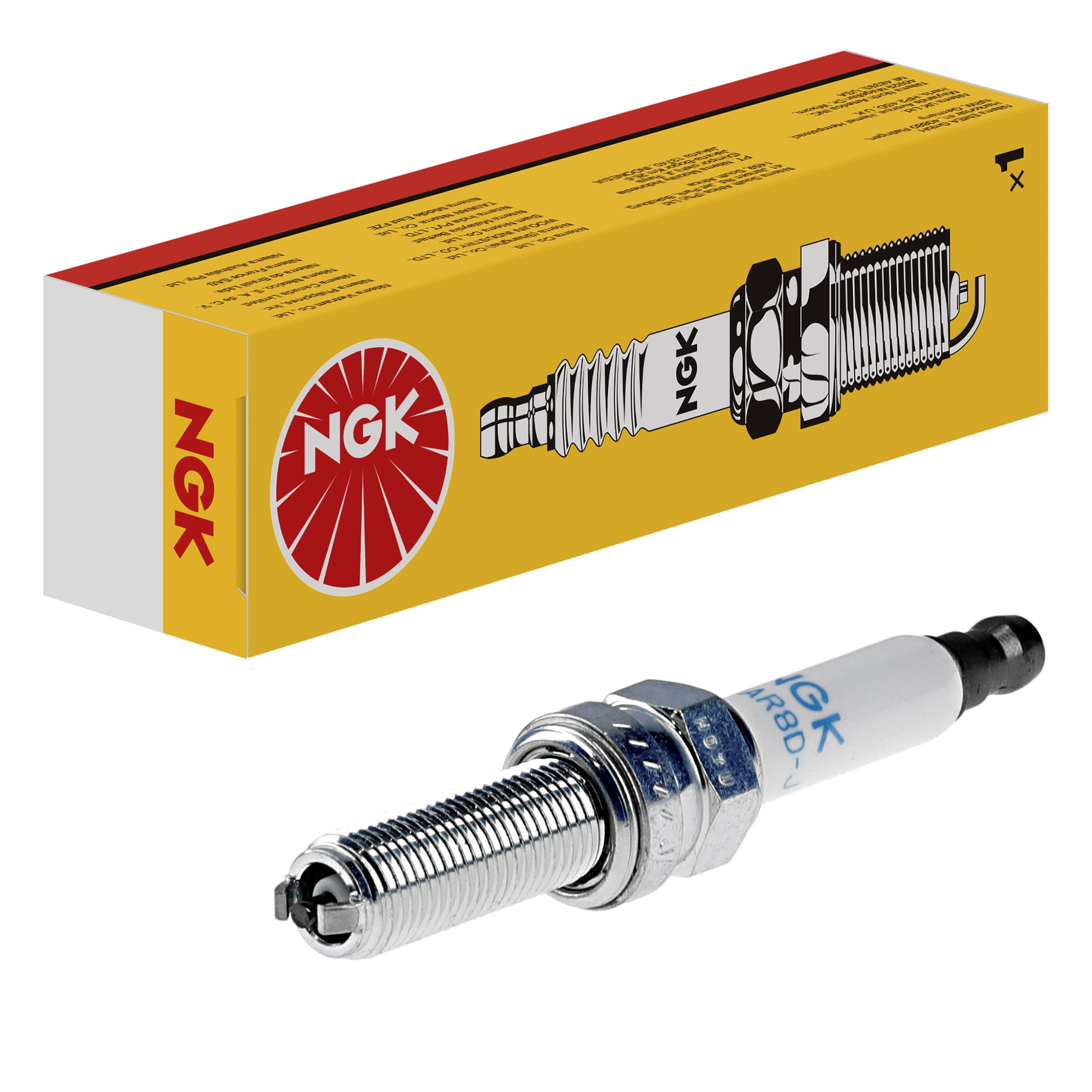 NGK LMAR8D-J spark plug closeup highlighting copper core and sealing design for durability.