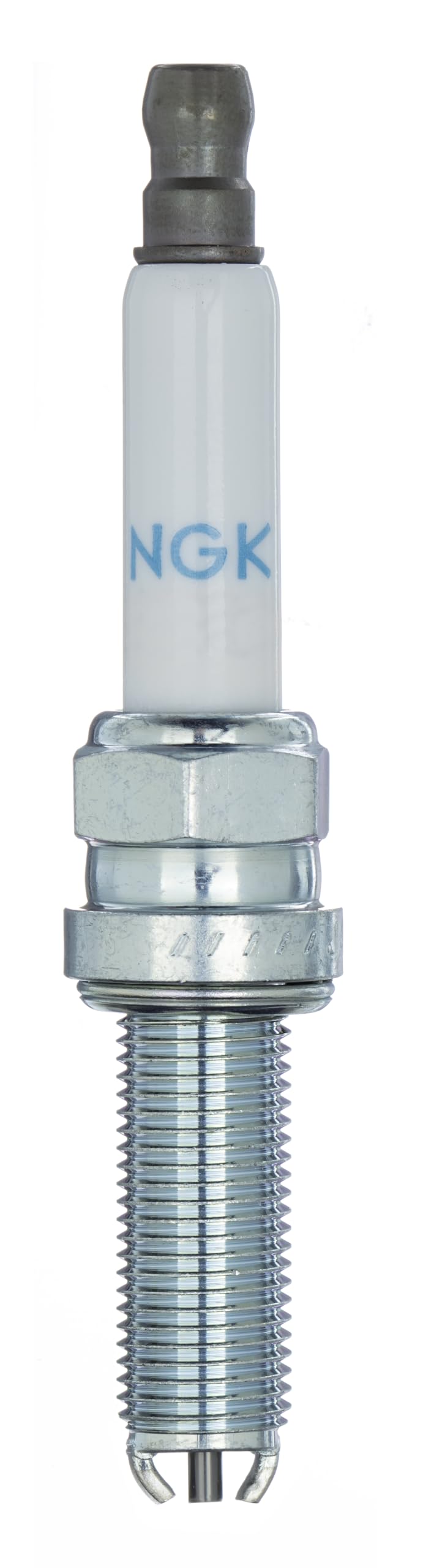 NGK LMAR8D-J insulator detail shows long nose to reduce fouling.