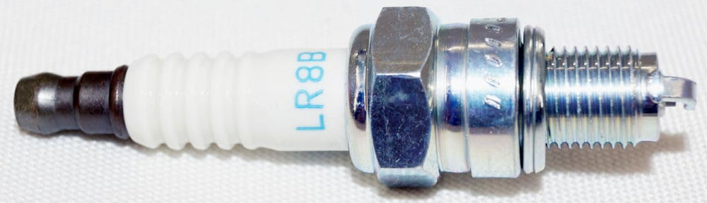 NGK LR8B spark plug body detail demonstrates durable construction