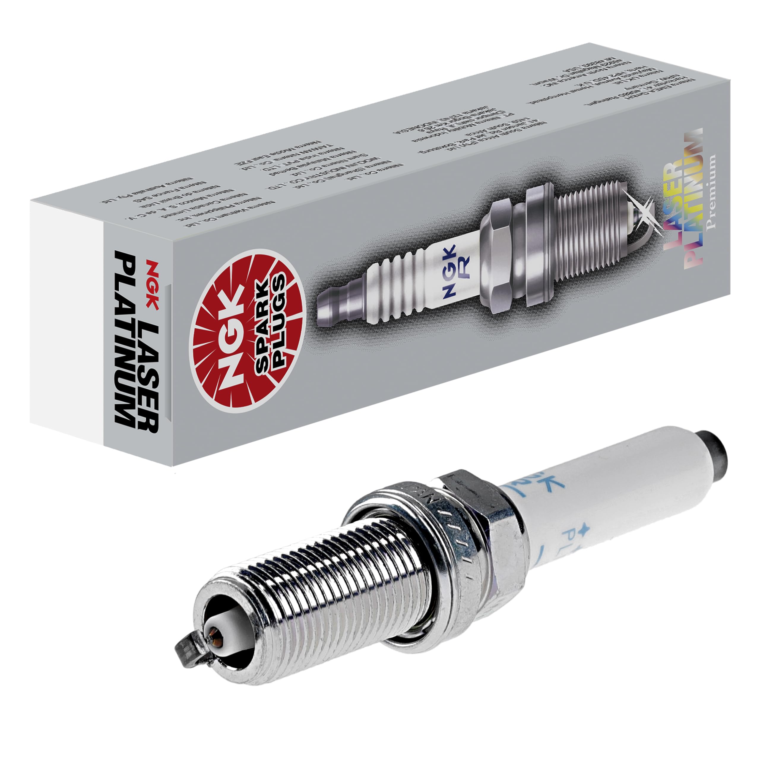 NGK PLFER7A8EG laser platinum spark plug close-up showing precision construction for reliable ignition