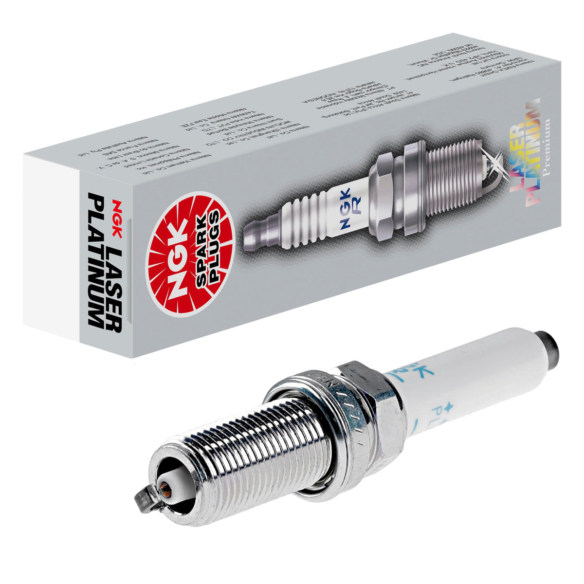 NGK PLFER7A8EG laser platinum spark plug close-up showing precision construction for reliable ignition