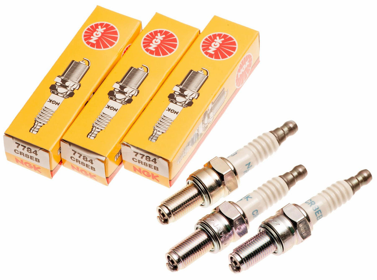 NGK Sea-Doo spark plug set pack close-up, supports reliable ignition for Spark models