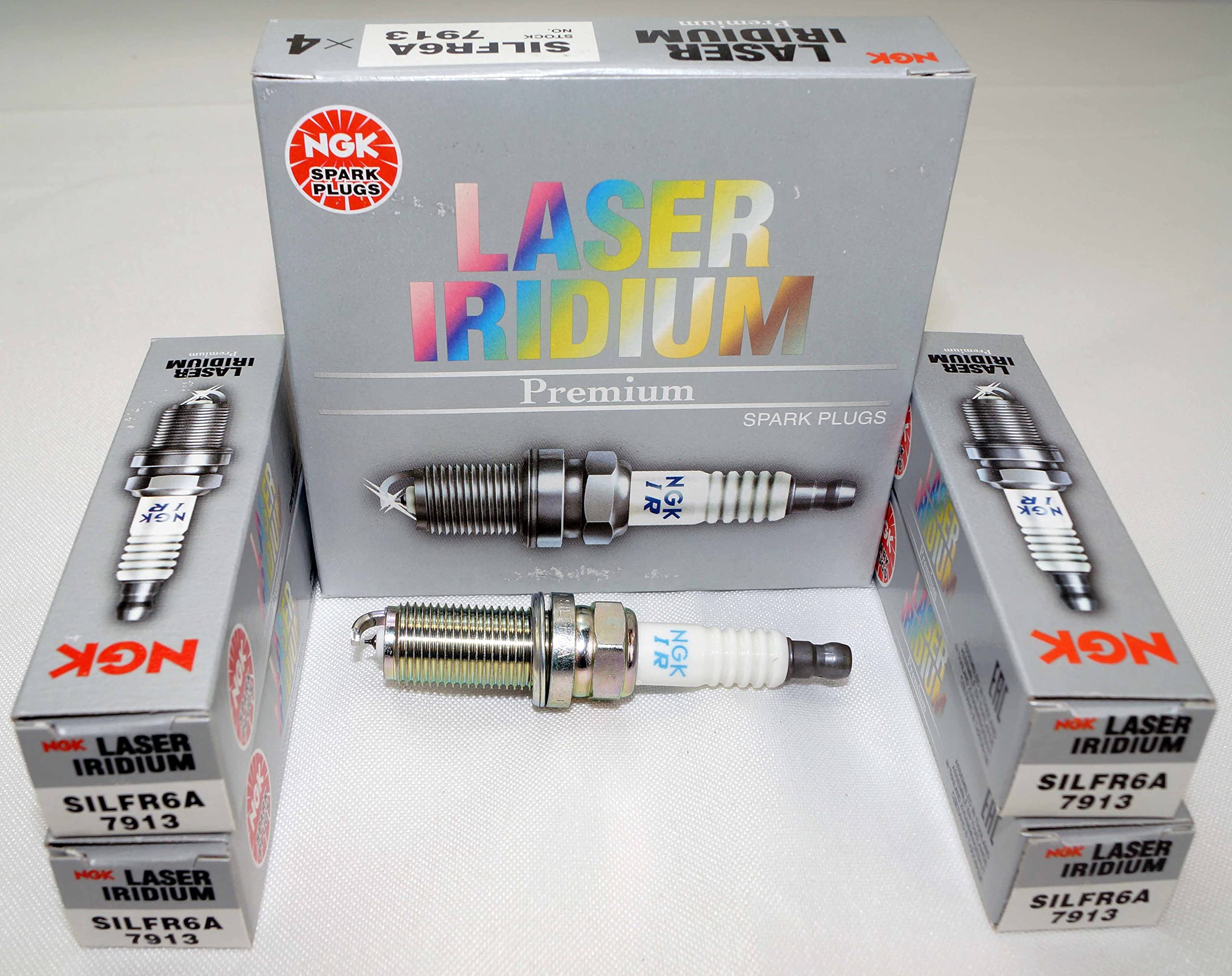 NGK SILFR6A 7913 pack of four spark plugs ready for direct replacement